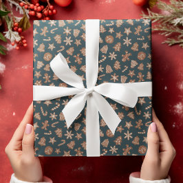 Kerstkoekjes groen patroon cadeaupapier