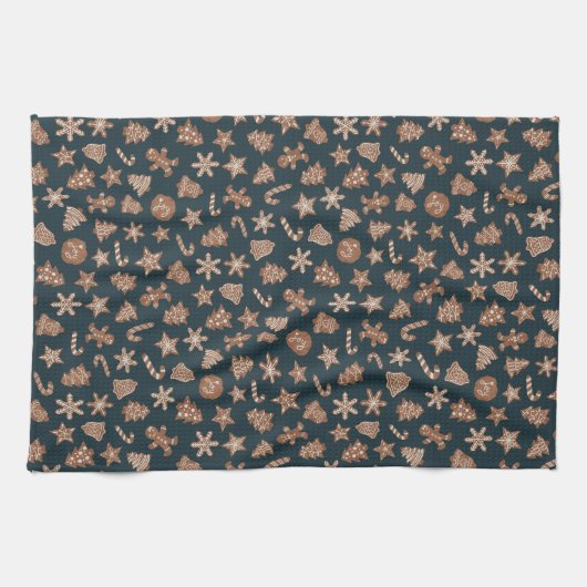 Kerstkoekjes groen patroon theedoek (Horizontaal)