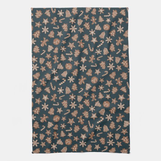 Kerstkoekjes groen patroon theedoek (Verticaal)