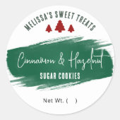 Kerstkoekjes Groene Waterverf Vakantie bakken Ronde Sticker (Voorkant)