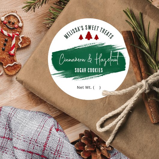 Kerstkoekjes Groene Waterverf Vakantie bakken Ronde Sticker