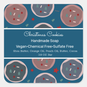Kerstkoekjes Handgemaakte Zeep Beauty Branding Vierkante Sticker