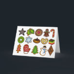 Kerstkoekjes Holiday Tree Snowman Sand Tart Feestdagen Kaart<br><div class="desc">Deze one-of-a-kind vakantiekaarten zijn creëer uit een reeks originele markeerafbeeldingen en bevatten een assortiment verse kerstkoekjes, waaronder zandbakken, bevroren suikerkoekjes, pindakaas-boterkoekjes, heilige worsten en andere koekjes. Er zijn ook stickers beschikbaar die overeenkomen met die van anderen. Zie je niet wat je zoekt? Hulp nodig bij aanpassingen? Neem contact op met...</div>