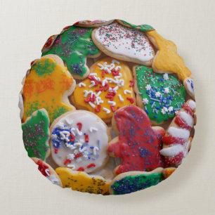 Kerstkoekjes I Kleurrijke Kerstbakkerij Rond Kussen