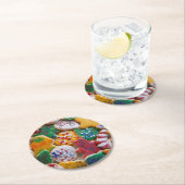 Kerstkoekjes, ik Colorful Holiday Baking Ronde Kartonnen Onderzetter (Insitu)