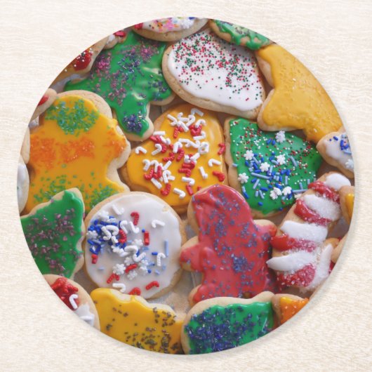 Kerstkoekjes, ik Colorful Holiday Baking Ronde Kartonnen Onderzetter (Voorkant)