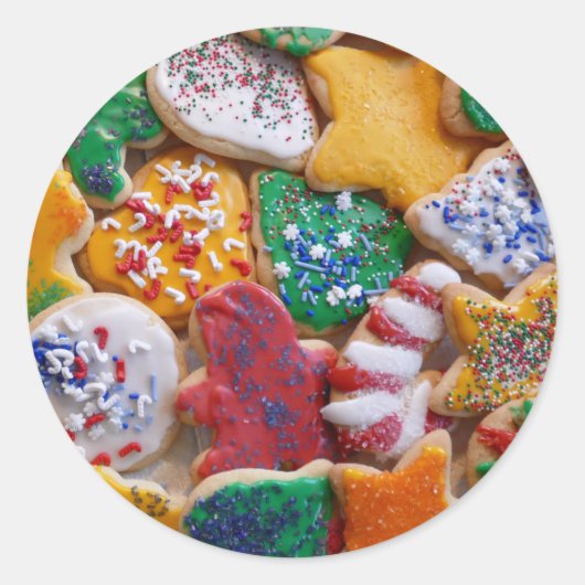 Kerstkoekjes, ik Colorful Holiday Baking Ronde Sticker (Voorkant)