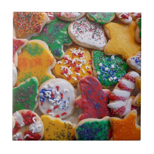 Kerstkoekjes, ik Colorful Holiday Baking Tegeltje (Voorkant)