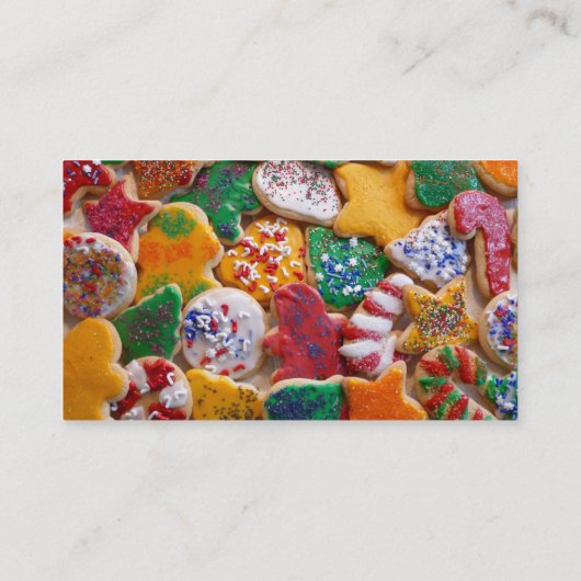 Kerstkoekjes, ik Colorful Holiday Baking Visitekaartje (Achterkant)