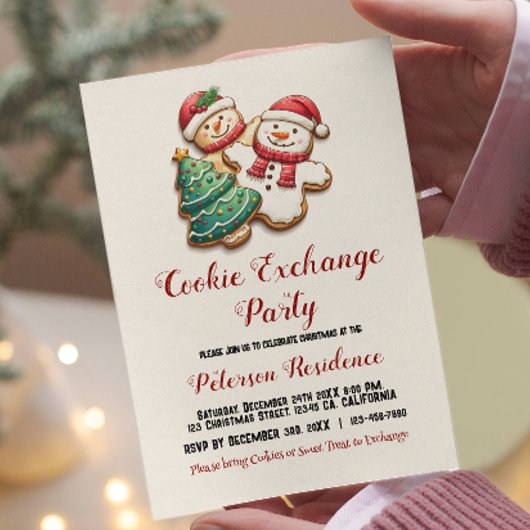 Kerstkoekjes in Cookie Exchange Party Kaart