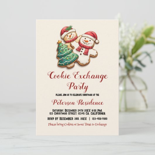Kerstkoekjes in Cookie Exchange Party Kaart (Staand voorkant)