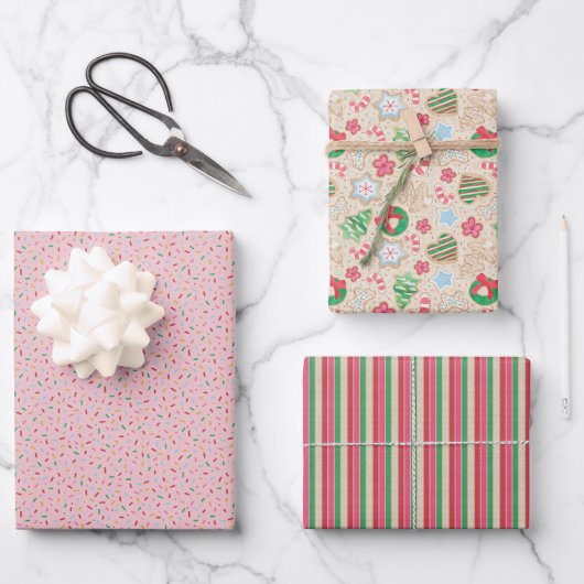 Kerstkoekjes Inpakpapier Plat Vel Set (Voorkant)