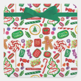 Kerstkoekjes Kaart Envelope Vierkante Sticker