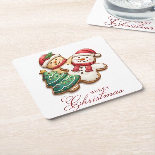 Kerstkoekjes Kerst Kartonnen Onderzetters (Schuin)