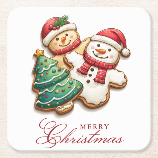 Kerstkoekjes Kerst Kartonnen Onderzetters (Voorkant)