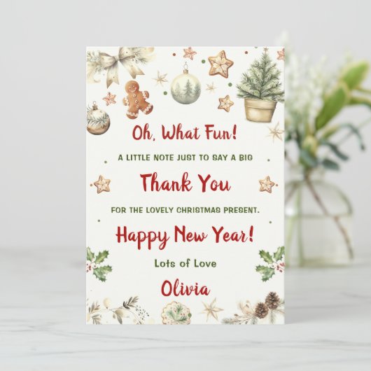 Kerstkoekjes Kerstfeest Dank u Kaart (Staand voorkant)