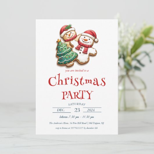 Kerstkoekjes kerstfeest kaart (Staand voorkant)