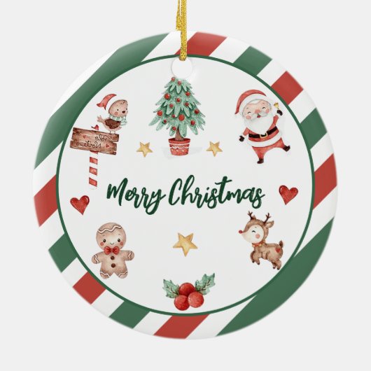 Kerstkoekjes Kerstmis Verjaardagsfeest Keramisch Ornament (Achterkant)
