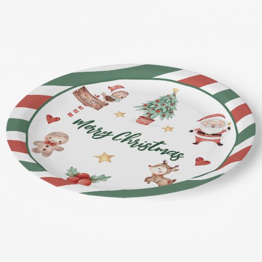 Kerstkoekjes Kerstmis Verjaardagsfeest Papieren Bordje (Gekanteld)