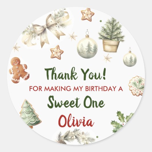 Kerstkoekjes Kerstmis Verjaardagsfeest Ronde Sticker (Voorkant)