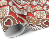 kerstkoekjes Koekjes op de rode cadeauverpakking Cadeaupapier (Rol Hoek)