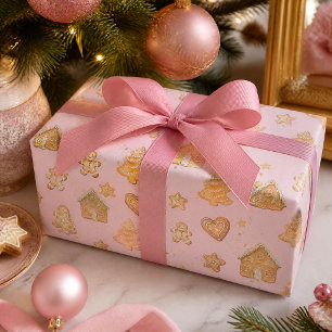Kerstkoekjes Licht Roze Cadeaupapier