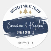 Kerstkoekjes Marine Goud Elegant Vakantie Bakken Ronde Sticker (Voorkant)