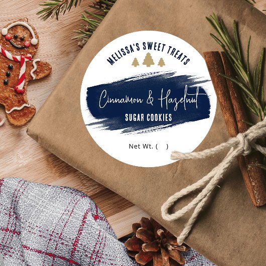 Kerstkoekjes Marine Goud Elegant Vakantie Bakken Ronde Sticker