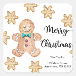 kerstkoekjes Merry kerstmis Return Adresse Vierkante Sticker