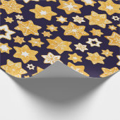 Kerstkoekjes met blauw marineslein cadeaupapier (Hoek)