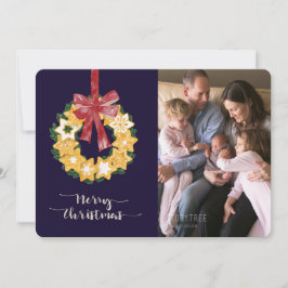 Kerstkoekjes met blauw marineslein feestdagenkaart