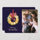 Kerstkoekjes met blauw marineslein feestdagenkaart (Voorkant / Achterkant)