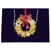 Kerstkoekjes met blauw marineslein groot cadeauzakje (Voorkant)