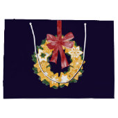 Kerstkoekjes met blauw marineslein groot cadeauzakje (Achterkant)