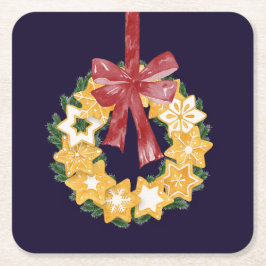 Kerstkoekjes met blauw marineslein kartonnen onderzetters