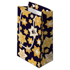 Kerstkoekjes met blauw marineslein klein cadeauzakje