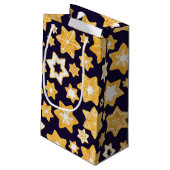 Kerstkoekjes met blauw marineslein klein cadeauzakje (Achterkant Gekanteld)