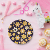 Kerstkoekjes met blauw marineslein papieren bordje (Feest)