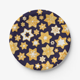 Kerstkoekjes met blauw marineslein papieren bordje