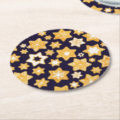 Kerstkoekjes met blauw marineslein ronde kartonnen onderzetter (Gebogen)