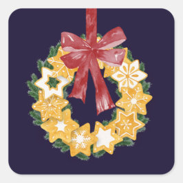 Kerstkoekjes met blauw marineslein vierkante sticker
