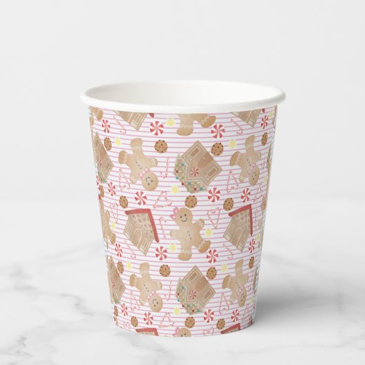 Kerstkoekjes met blauw strippapier papieren bekers (Achterkant)