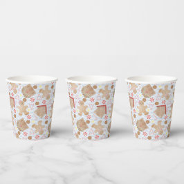 Kerstkoekjes met blauw strippapier papieren bekers