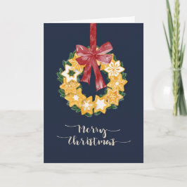 Kerstkoekjes met blauwe grijze achtergrond feestdagen kaart