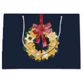 Kerstkoekjes met blauwe grijze achtergrond large cadeautasje (Voorkant)