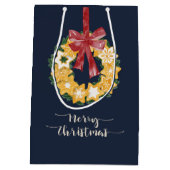 Kerstkoekjes met blauwe grijze achtergrond medium cadeauzakje (Achterkant)