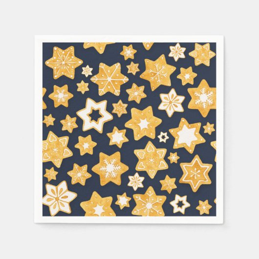 Kerstkoekjes met blauwe grijze achtergrond servetten (Voorkant)