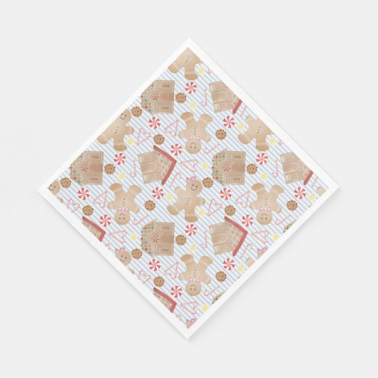 Kerstkoekjes met Borden met blauw strippapier Servet (Hoek)