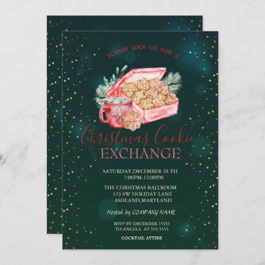 Kerstkoekjes met groene kerst kaart (Voorkant / Achterkant)