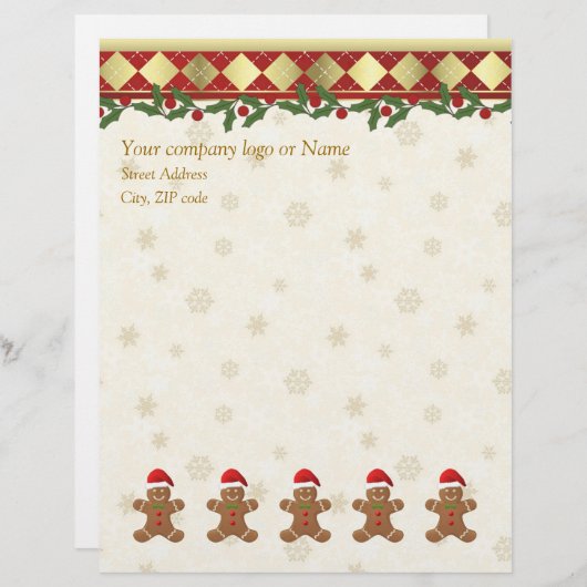 kerstkoekjes met kersttaarten briefhoofd sjabloon (Voorkant / Achterkant)